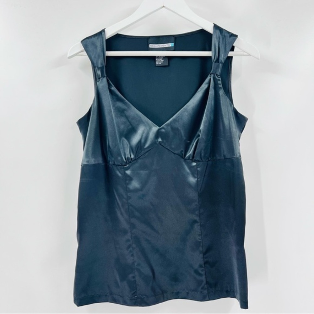 Requirements Satin Silky‎ Soft Romantic Sexy Sleeveless Blouse Black Size Medium